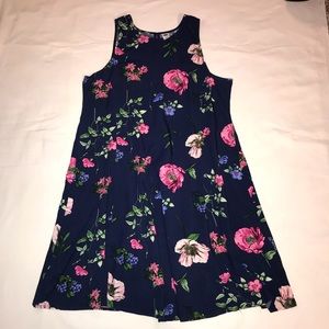 Navy Blue Floral Patterned Dress